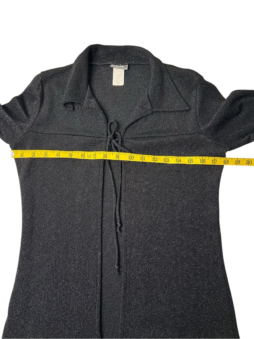 Vintage Y2K‎ Rave Metallic Tie Front Knit Cardigan Top USA Made M - Picture 11 of 12